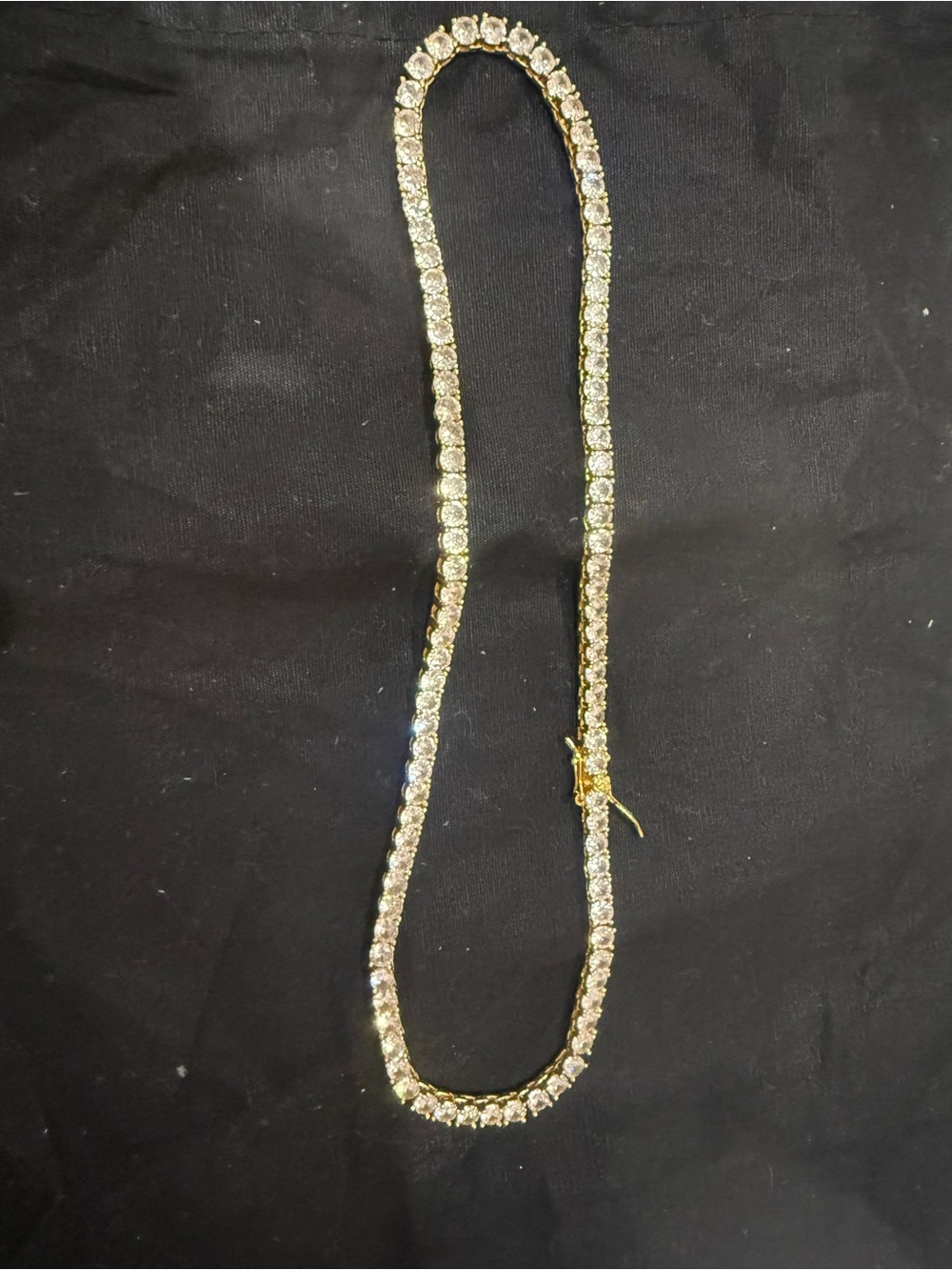 Gold-Tone Tennis Bracelet with Clear Stones